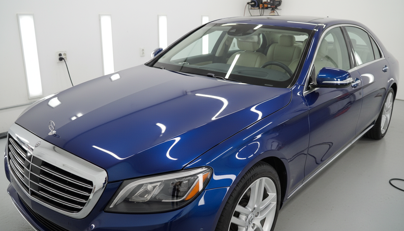 Shiny, polished car paint after detailing