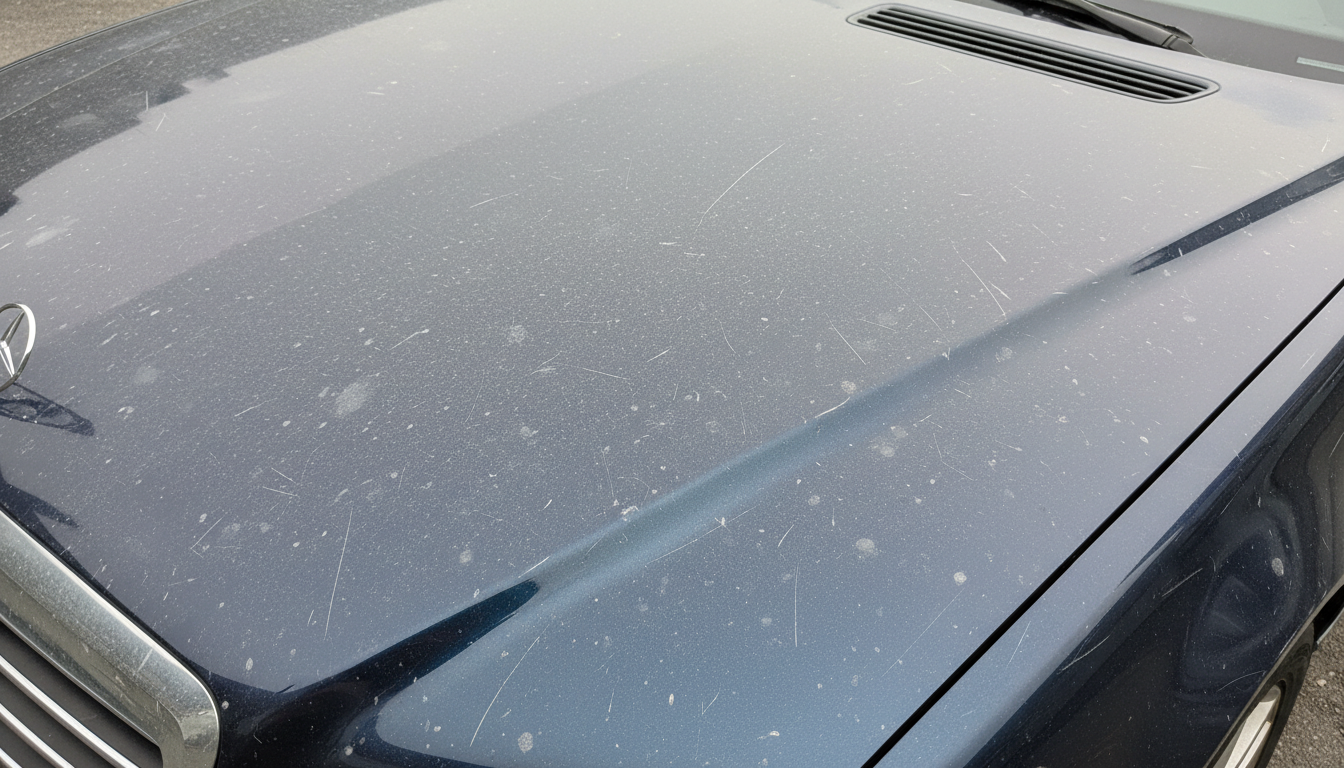 Dull, oxidized car paint before detailing